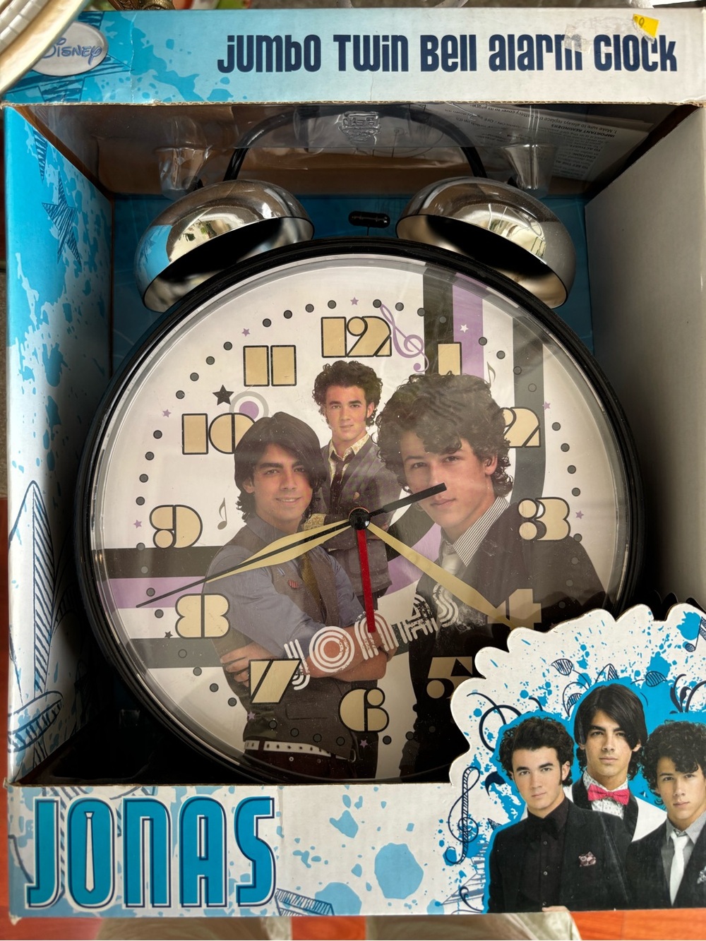 Disney Jonas Brothers Jumbo Twin Bell Alarm Clock - Black, Gold, Blue